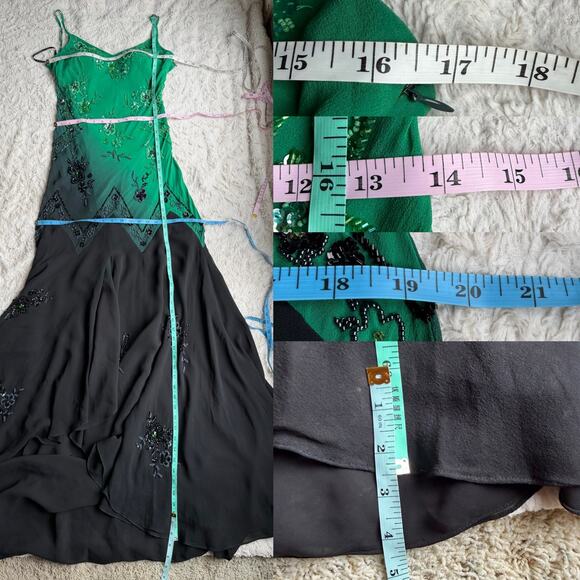 Sue Wong Wicked Elphaba wedding dress formal gown beaded witch silk green maxi 6 - Picture 4 of 17